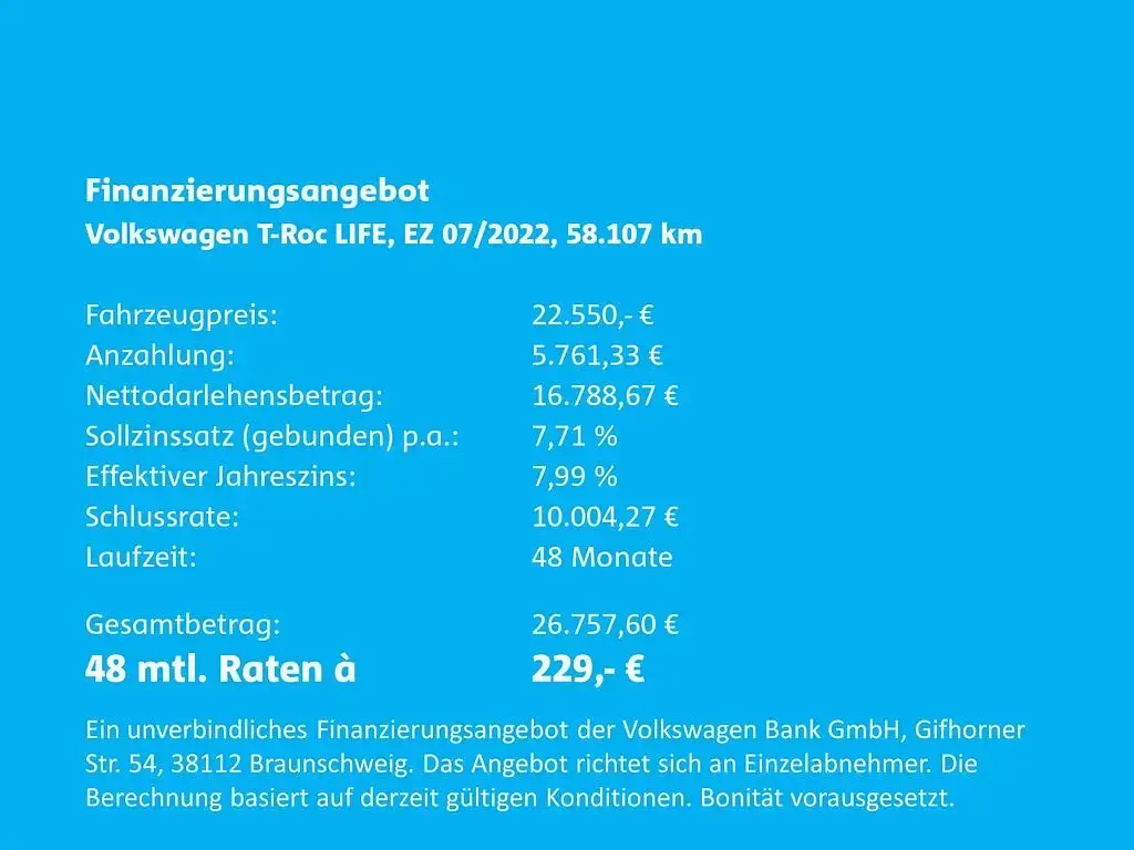 Gebraucht VW T-Roc Life 150 PS (110 kW) 2022 Pyritsilbermetalic SUV