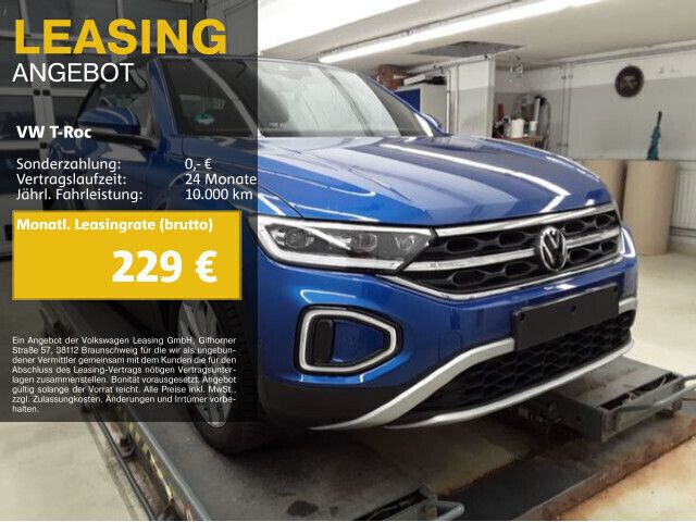 Blau Gebraucht 2024 VW T-Roc Cabriolet Style Cabrio | 26.970 € (Guter Preis) - Bild 1/2