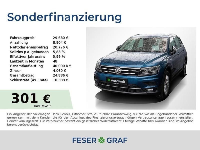Blue silk metallic Gebraucht 2021 VW Tiguan Allspace Highline SUV | 29.680 € (Fairer Preis) - Bild 1/4