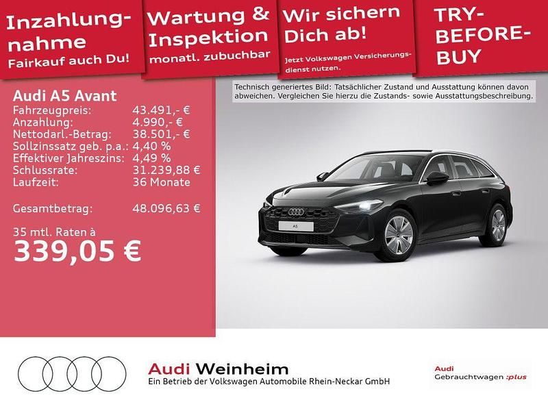 Mythosschwarz metallic Gebraucht 2025 Audi A5 Sport Kombi | 43.491 € (Superpreis) - Bild 1/3