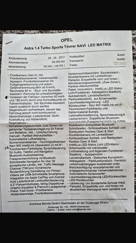 Gebraucht Opel Astra 125 PS (91 kW) 2017 Weiß Kombi