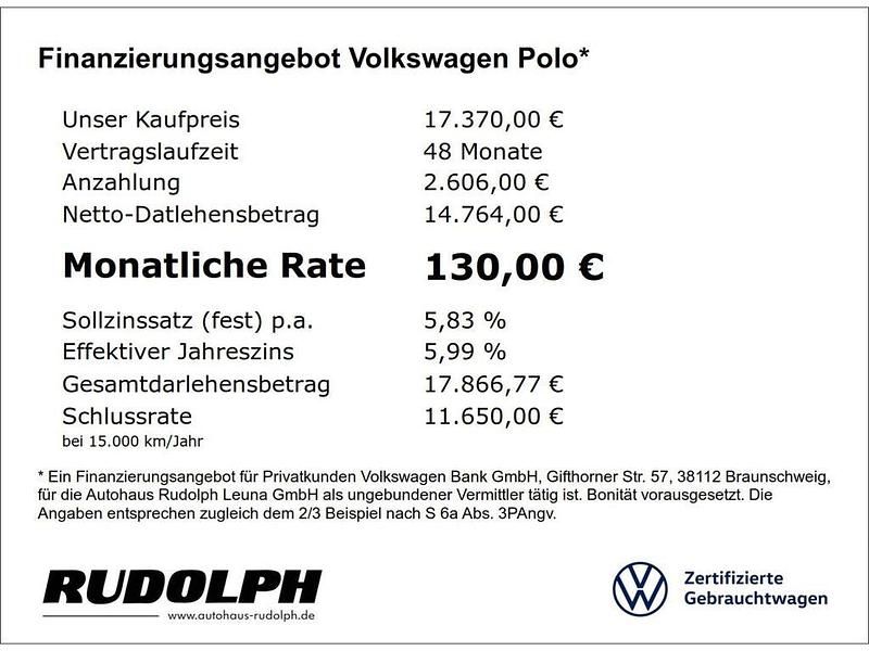 Gebraucht VW Polo Active 110 PS (80 kW) 2021 Weiss Kleinwagen