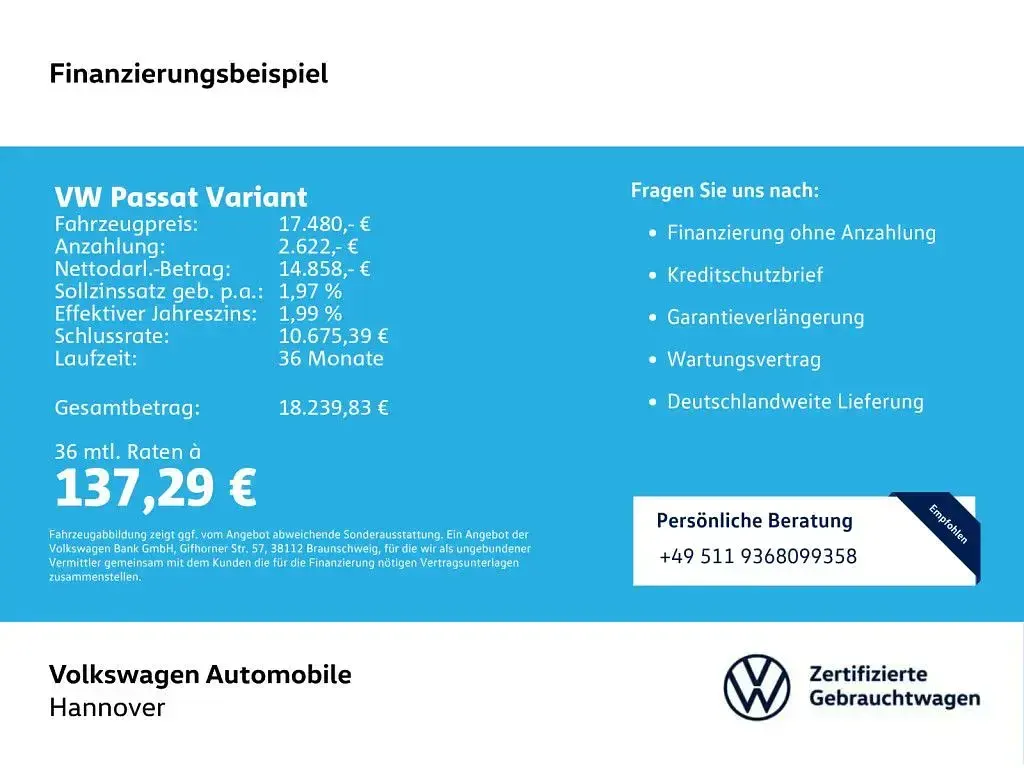 Gebraucht VW Passat Business 122 PS (89 kW) 2022 Deep black (metallic) Kombi