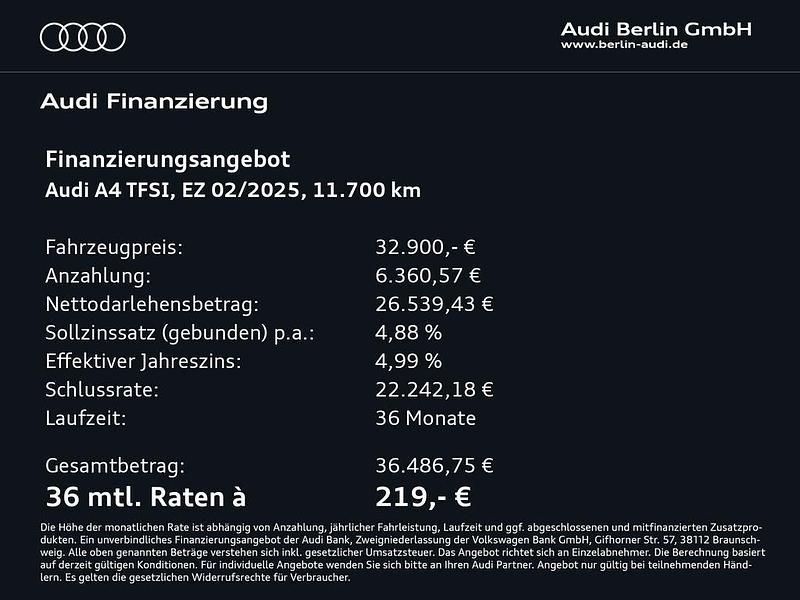 Second-hand Audi A4 Basis 150 CP (110 kW) 2025 Gri Berlinǎ
