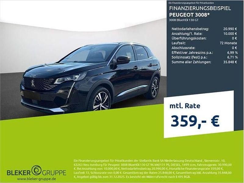 Lackierung schwarz perla nera/metallic klarlack Gebraucht 2023 Peugeot 3008 GT SUV | 28.580 € (Fairer Preis) - Bild 1/3