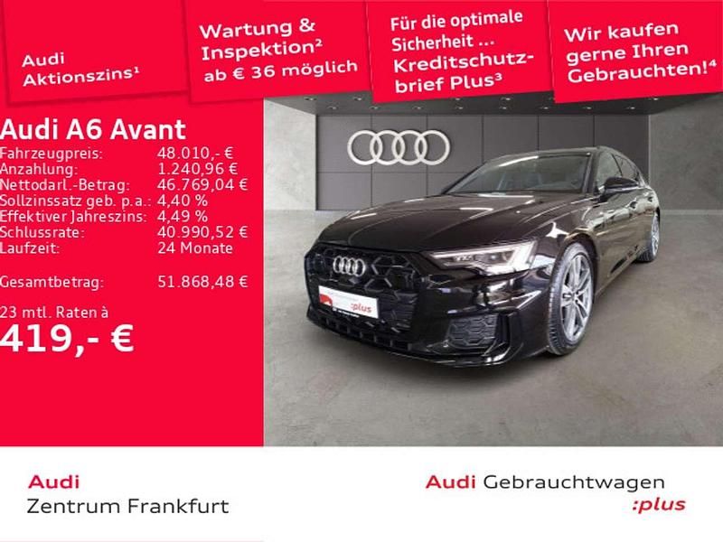 Mythosschwarz metallic/mythoss Gebraucht 2025 Audi A6 S-Line Kombi | 48.010 € (Superpreis) - Bild 1/3