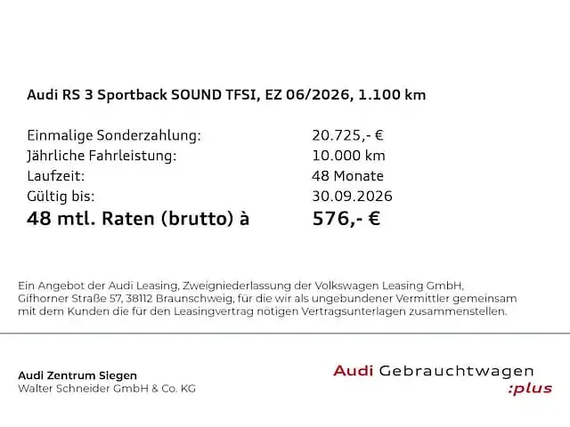 Gebraucht Audi RS3 Sportback Comfort 400 PS (294 kW) 2025 Nogaroblau, perleffekt Kleinwagen