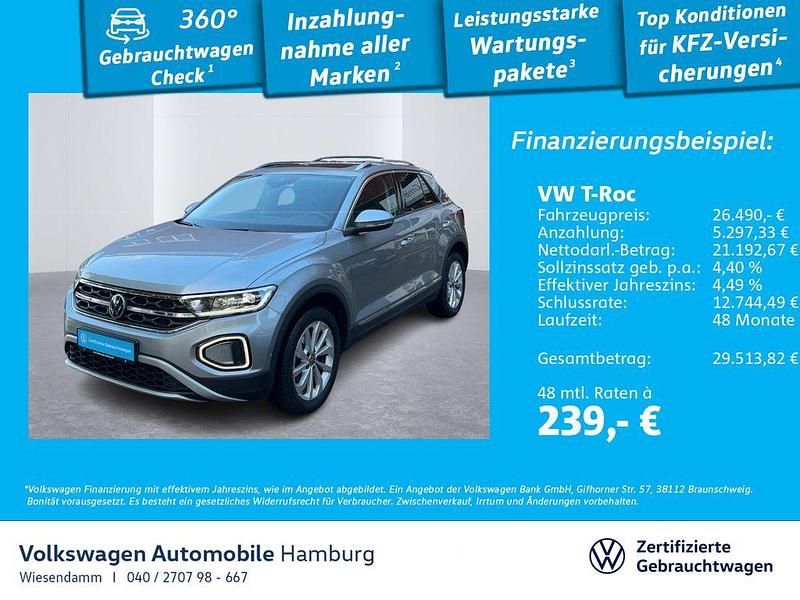 K2 pyrit silber metallic (metallic) Gebraucht 2022 VW T-Roc Style SUV | 26.490 € (Fairer Preis) - Bild 1/3