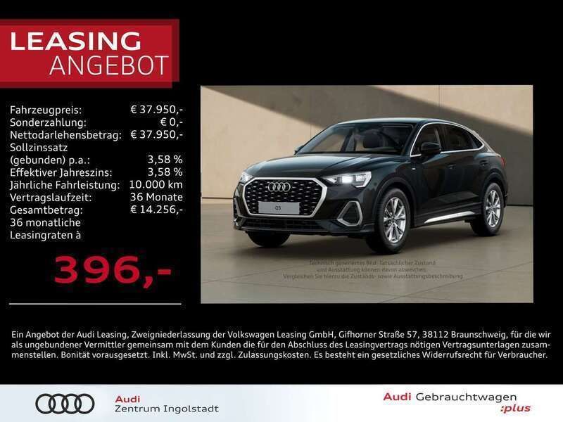 Mythosschwarz metallic Gebraucht 2024 Audi Q3 Sportback S-Line SUV | 37.950 € (Superpreis) - Bild 1/3