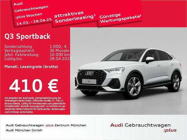 Gletscherweiß metallic Gebraucht 2024 Audi Q3 Sportback S-Line SUV | 48.639 € (Teuer) - Bild 1/1