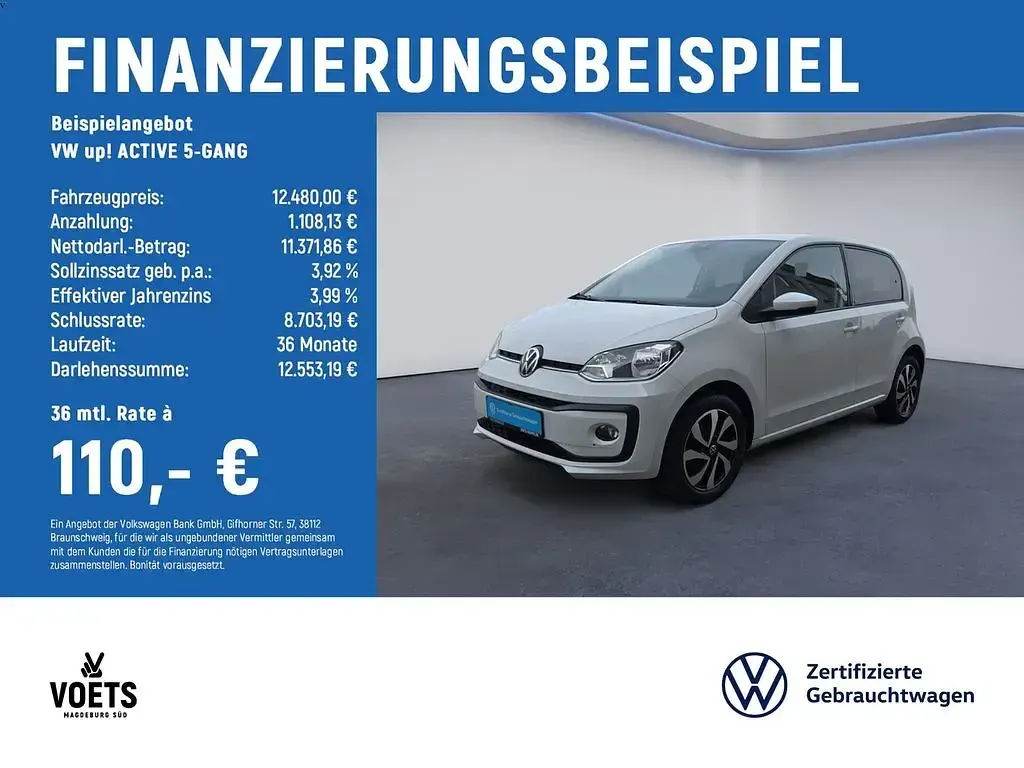 Gebraucht VW up! Active 65 PS (47 kW) 2023 Weiß Kleinwagen