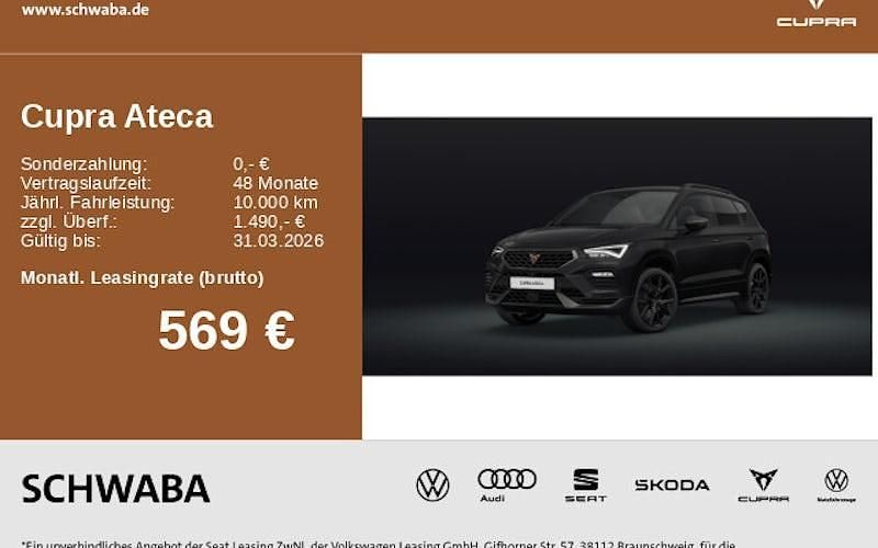 Neu Cupra Ateca VZ 300 PS (220 kW) 2026 Schwarz SUV