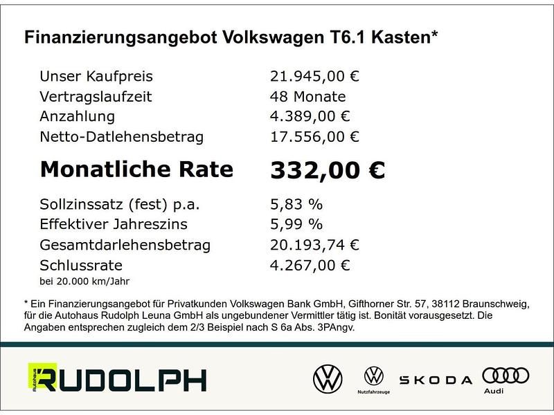 Gebraucht VW T6.1 110 PS (80 kW) 2021 Candyweiß Van