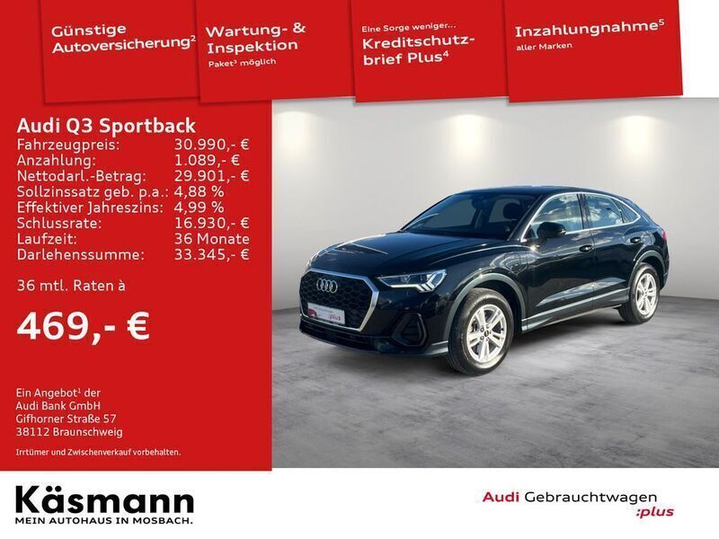 Mythosschwarz metallic (metallic) Gebraucht 2021 Audi Q3 Sportback SUV | 30.990 € (Guter Preis) - Bild 1/4