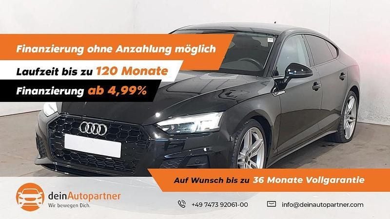 Mythosschwarz Gebraucht 2021 Audi A5 Sportback S-Line Kleinwagen | 23.950 € (Superpreis) - Bild 1/4