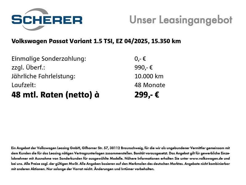 Gebraucht VW Passat Business 150 PS (110 kW) 2025 Grenadillschwarz metallic (metallic) Limousine