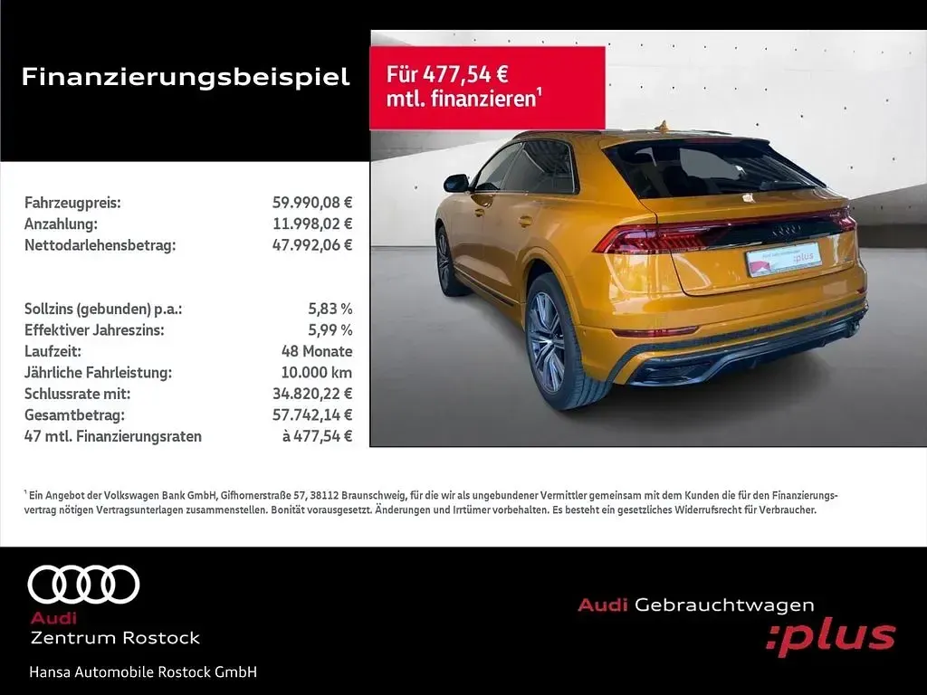 Gebraucht Audi Q8 Competition 286 PS (210 kW) 2022 Drachenorange metallic SUV
