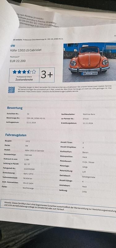 Gebraucht VW Käfer 50 PS (36 kW) 1972 Cabrio