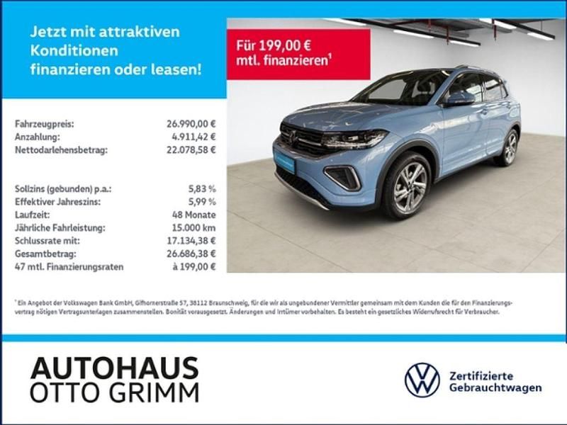 Clear blue metallic (metallic) Gebraucht 2024 VW T-Cross R-line SUV | 26.479 € (Fairer Preis) - Bild 1/4