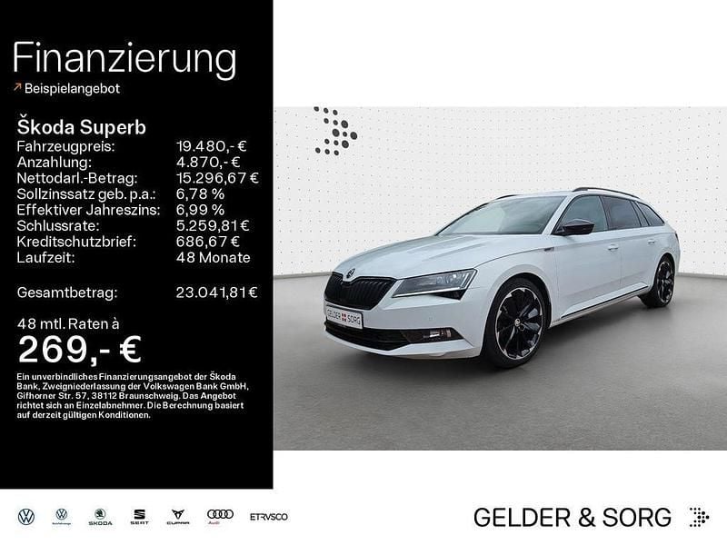 Weiß Gebraucht 2019 Skoda Superb SportLine Kombi | 19.480 € (Superpreis) - Bild 1/4