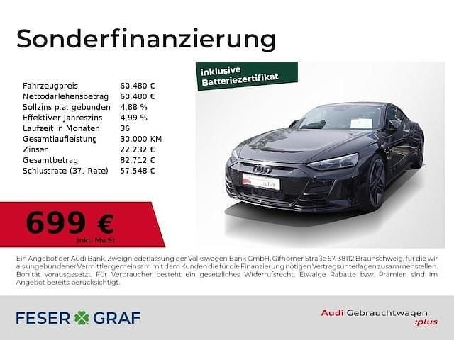 Mythosschwarz metallic Gebraucht 2022 Audi e-tron GT quattro Ambiente Limousine | 60.480 € (Superpreis) - Bild 1/2