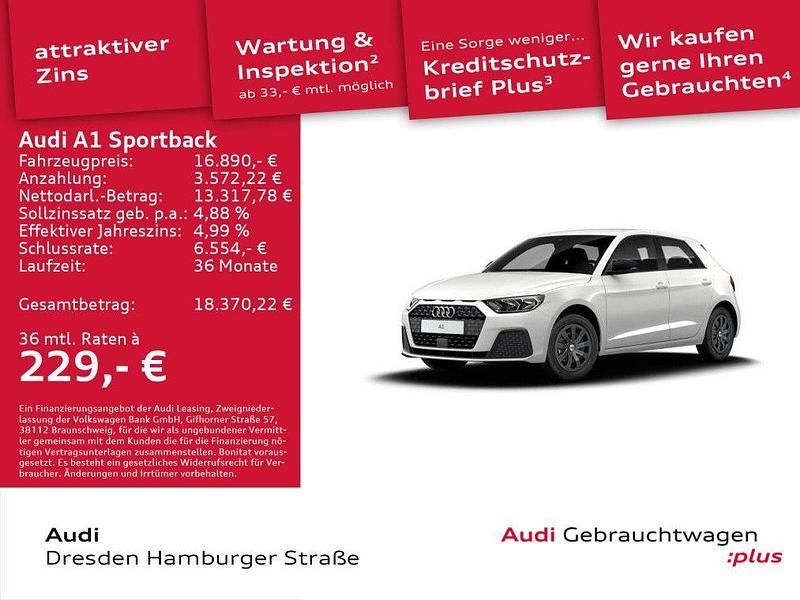 Weiß Gebraucht 2021 Audi A1 Sportback Design Kleinwagen | 16.890 € (Guter Preis) - Bild 1/3
