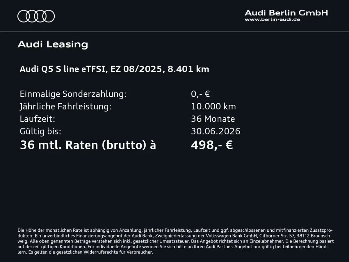Gebraucht Audi Q5 Business 299 PS (219 kW) 2025 Gletscherweiß metallic SUV