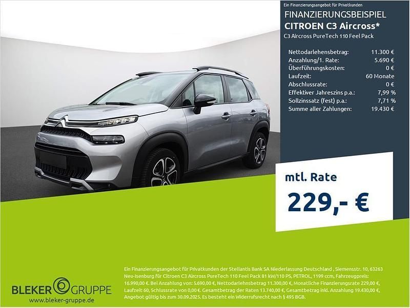 Stahlgrau (metallic) Gebraucht 2023 Citroën C3 Aircross Feel SUV | 16.380 € (Fairer Preis) - Bild 1/3