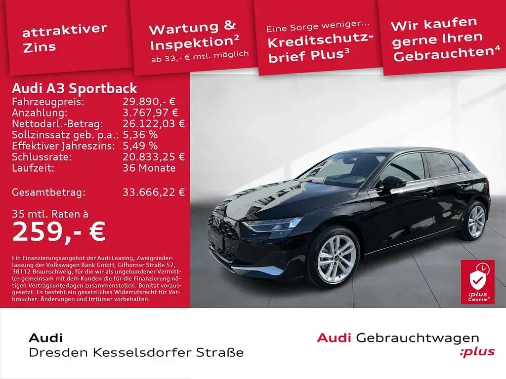 Gebraucht Audi A3 Advanced Plus 116 PS (85 kW) 2026 Brillantschwarz Limousine