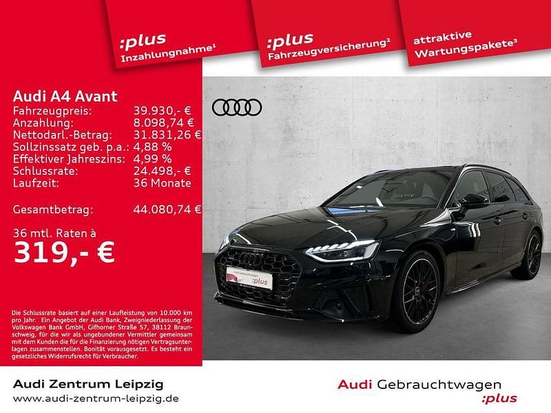 Mythosschwarz metallic Gebraucht 2024 Audi A4 S-Line Kombi | 39.930 € (Fairer Preis) - Bild 1/3