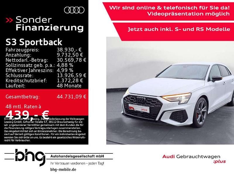 Weiß Gebraucht 2023 Audi S3 Sportback Ambiente Kombi | 38.930 € (Fairer Preis) - Bild 1/4