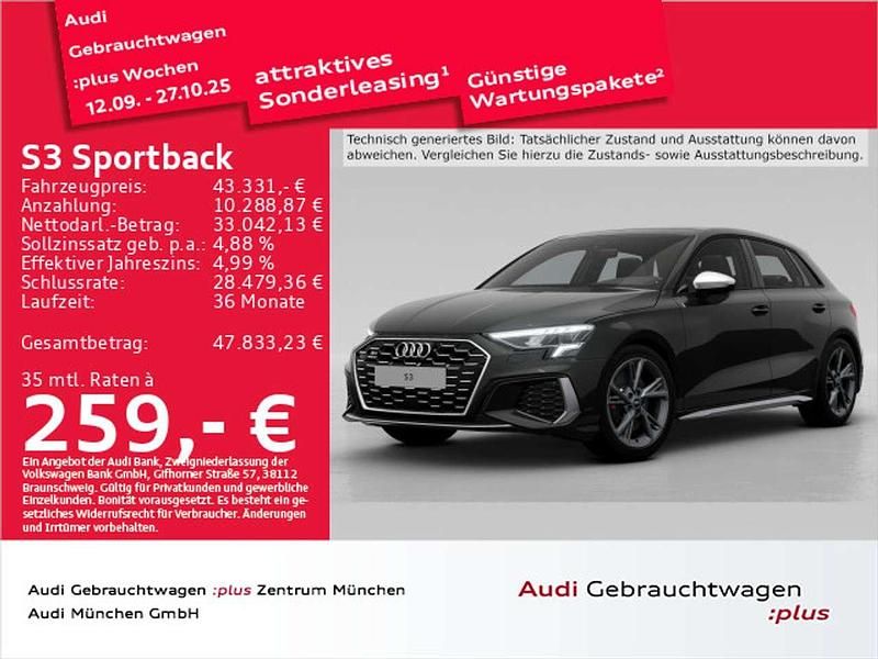 Mythosschwarz metallic Gebraucht 2024 Audi S3 Ambiente Limousine | 43.331 € (Fairer Preis) - Bild 1/2