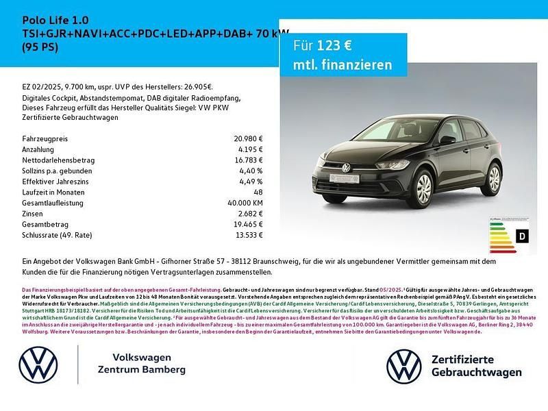 Schwarz Gebraucht 2025 VW Polo Life Limousine | 20.980 € (Fairer Preis) - Bild 1/4