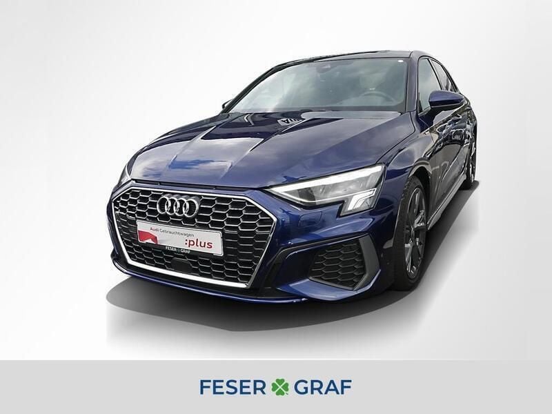 Navarrablau metallic Gebraucht 2023 Audi A3 Sportback S-Line Limousine | 36.840 € (Teuer) - Bild 1/4