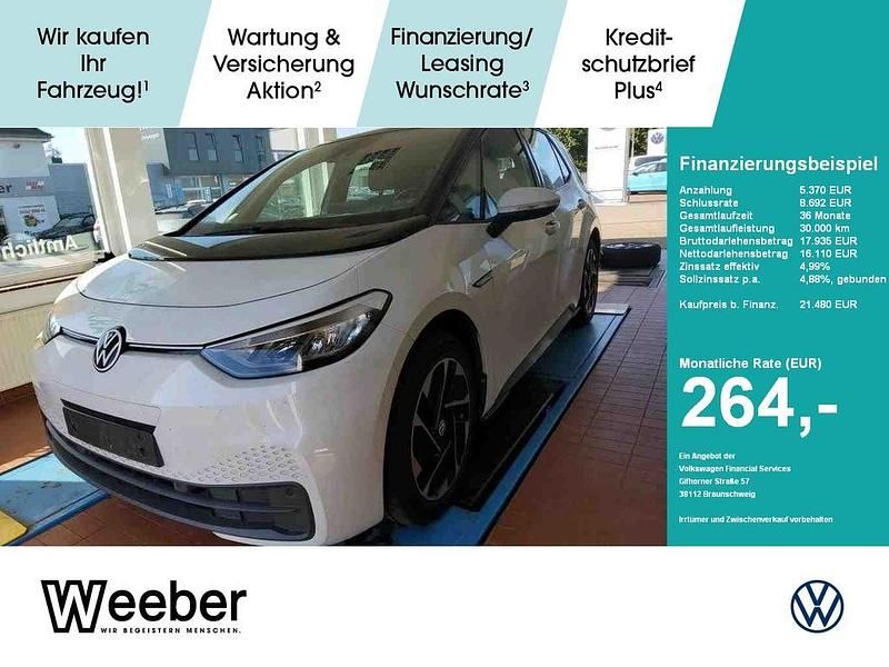 Weiß Gebraucht 2021 VW ID.3 Life Kleinwagen | 21.480 € (Fairer Preis) - Bild 1/4