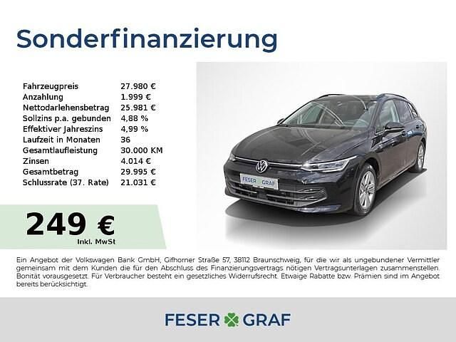 Grenadillschwarz metallic Gebraucht 2024 VW Golf VIII Life Kombi | 27.980 € (Fairer Preis) - Bild 1/1