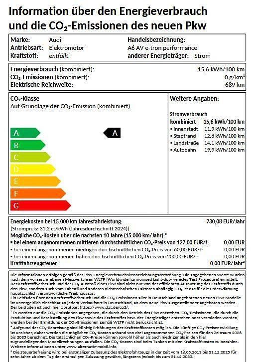 Neu Audi A6 e-tron Performance 269 kW (367 PS) 2025 Grau Kombi