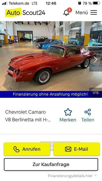 Orange Gebraucht 1979 Chevrolet Camaro Cabrio | 14.750 € - Bild 1/4