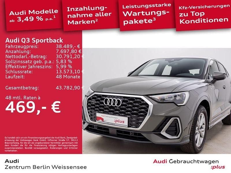 Chronosgrau metallic Gebraucht 2023 Audi Q3 Sportback S-Line SUV | 38.489 € (Fairer Preis) - Bild 1/4