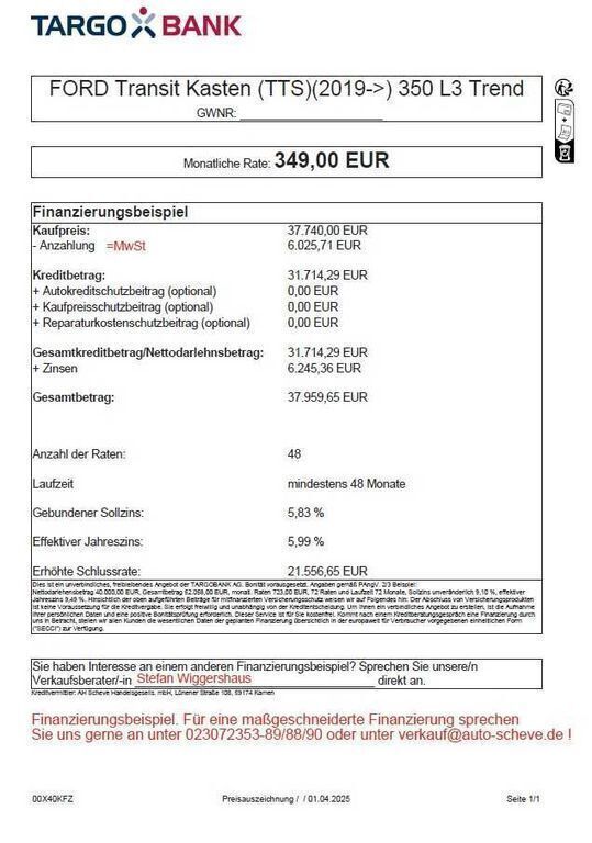 Neu Ford Transit Trend 131 PS (96 kW) 2025 Weiß Limousine