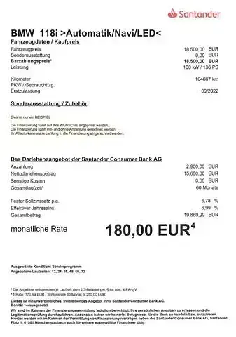 Gebraucht BMW 118 Advantage 136 PS (100 kW) 2022 Schwarz Kleinwagen