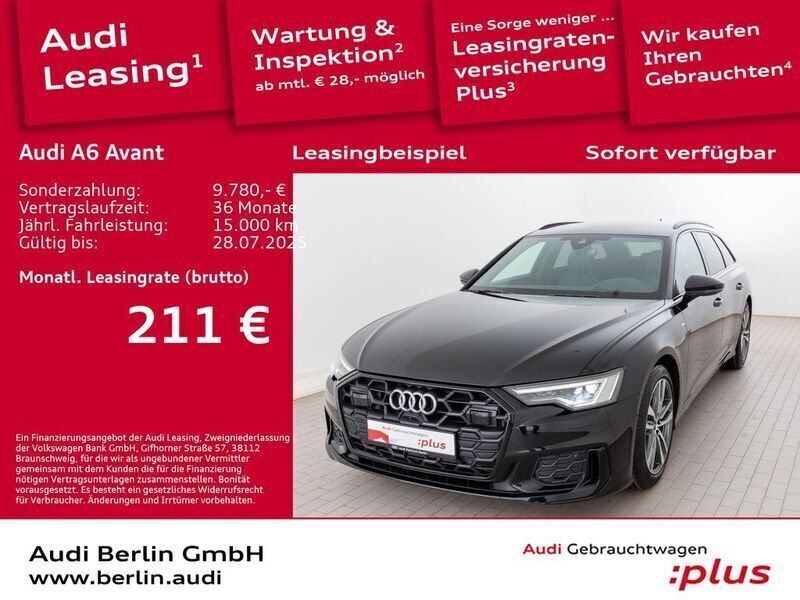 Mythosschwarz metallic Gebraucht 2024 Audi A6 S-Line Kombi | 50.900 € (Teuer) - Bild 1/3