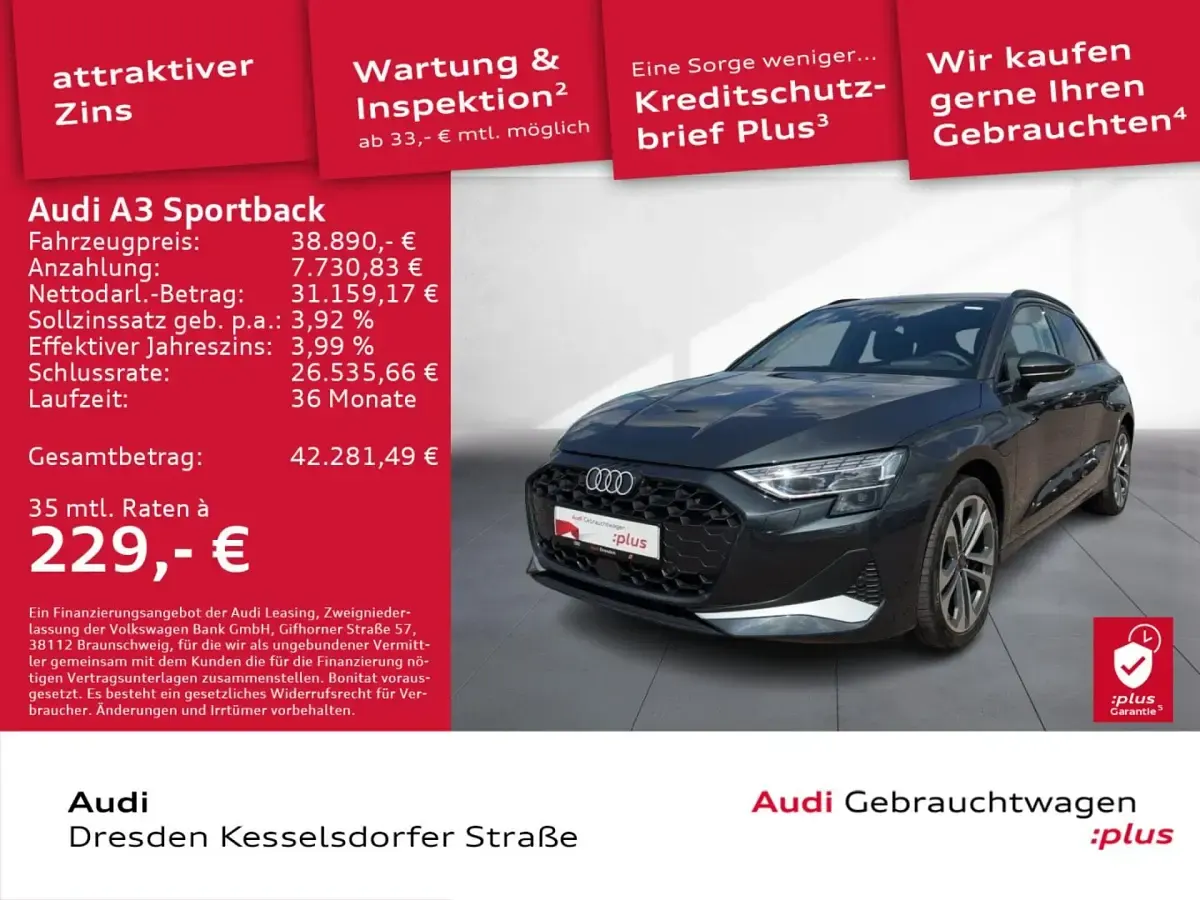 Gebraucht Audi A3 Sportback e-tron Advanced Plus 204 PS (150 kW) 2025 Manhattangrau metallic Kleinwagen