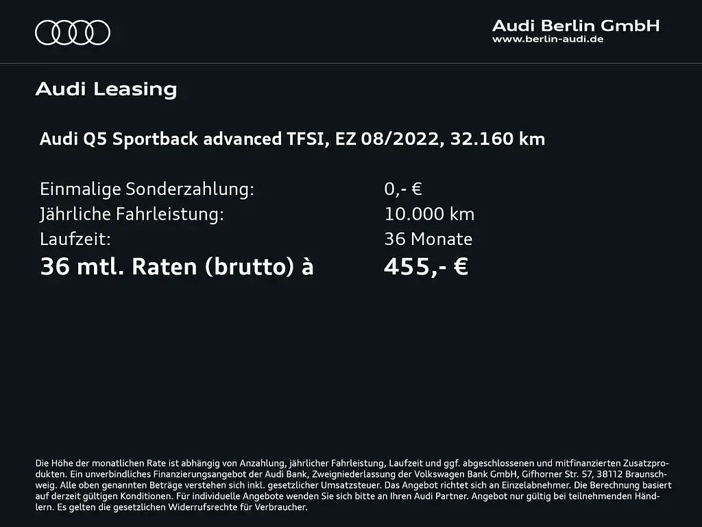 Gebraucht Audi Q5 Sportback S-Line 204 PS (150 kW) 2022 Gletscherweiß metallic SUV