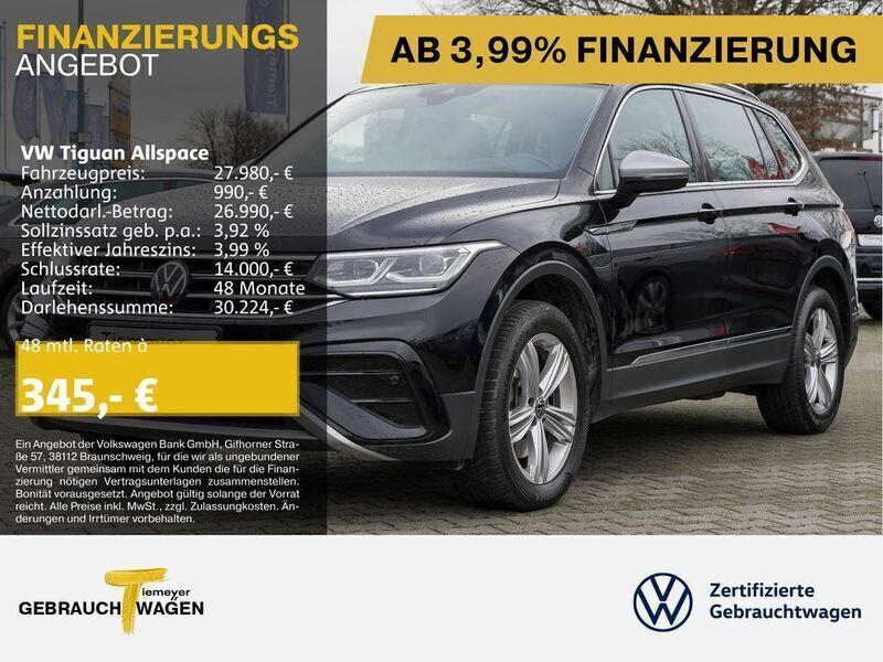 Schwarz Gebraucht 2021 VW Tiguan Allspace Elegance SUV | 27.980 € (Superpreis) - Bild 1/4