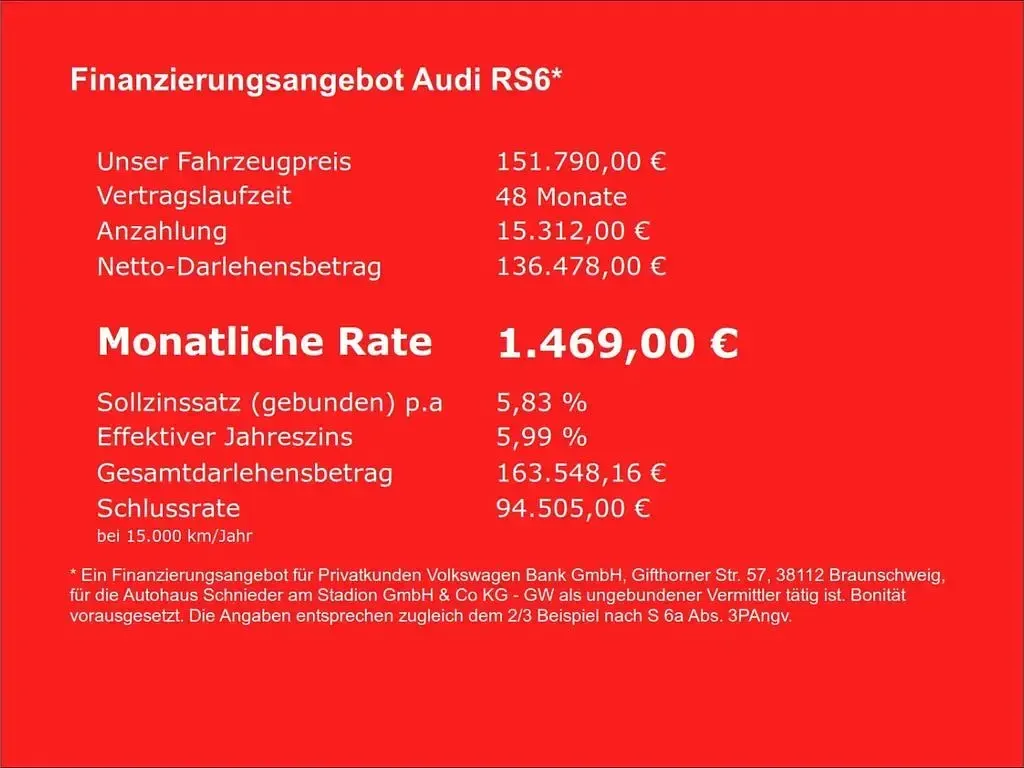 Gebraucht Audi RS6 Performance 630 PS (463 kW) 2025 Individuallackierungen audi exclusive Kombi