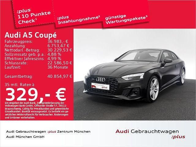 Mythosschwarz metallic Gebraucht 2021 Audi A5 S-Line Coupé | 36.983 € (Fairer Preis) - Bild 1/2