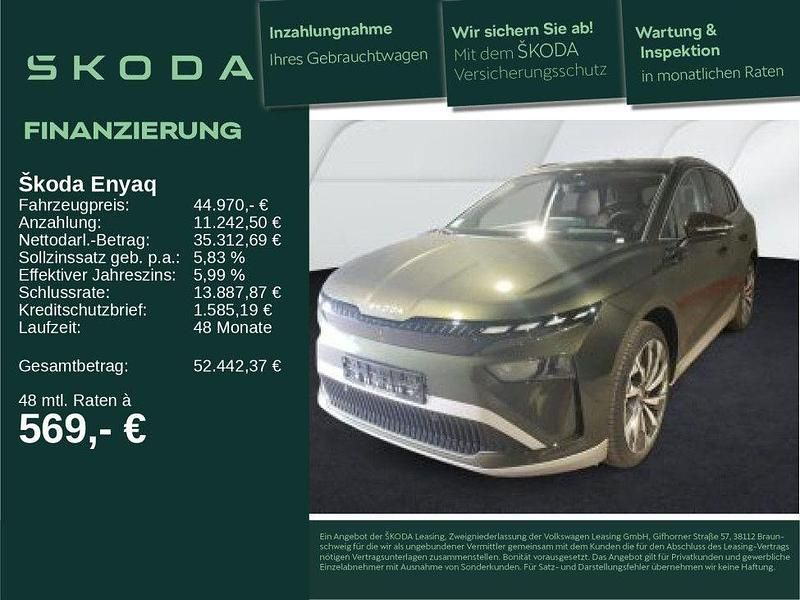 Olibogrün metallic Gebraucht 2025 Skoda Enyaq iV Suite SUV | 44.970 € (Superpreis) - Bild 1/4