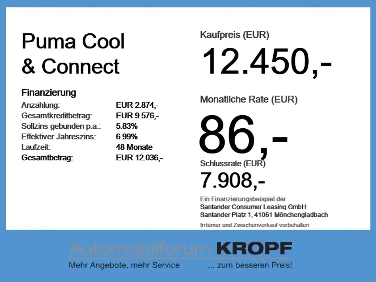 Gebraucht Ford Puma Cool & Connect 95 PS (69 kW) 2021 Blazerblau SUV