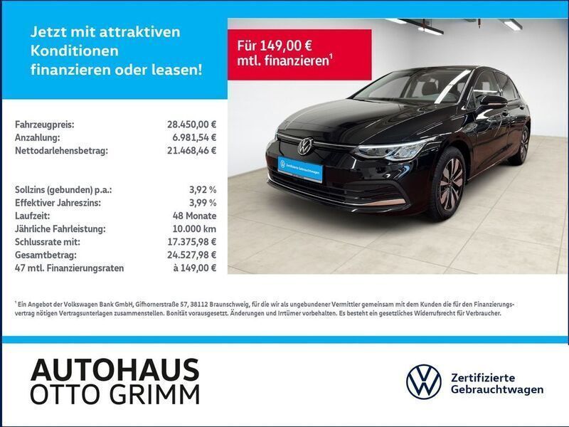 Schwarz (grenadillschwarz metallic) Gebraucht 2024 VW Golf VIII Move Kleinwagen | 27.980 € (Fairer Preis) - Bild 1/4